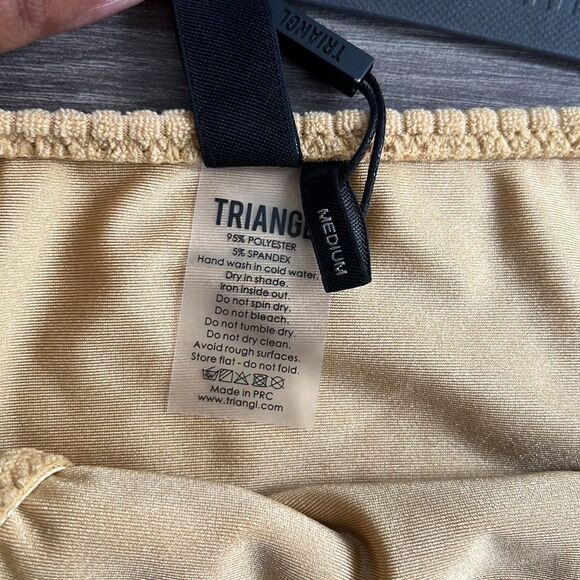 TRIANGL Textured String Bikini Bottom Medium Golden Tan Terry Knit Beach Y2K NWT - Picture 3 of 9